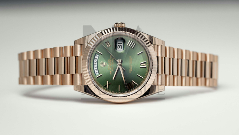 Rolex Day-Date 40mm Rose Gold Olive Green Roman